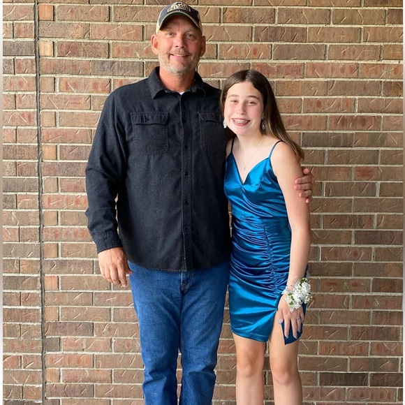 HOMECOMING DRESS Honey and Rosie Teal Satin Mini Size S - Picture 9 of 9